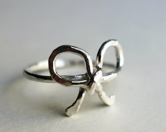 Handmade Sterling Silver Bow Ring Promise Ring Knot Ring