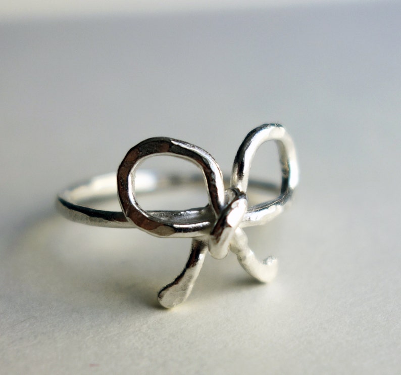 Handmade Sterling Silver Bow Ring Promise Ring Knot Ring image 1