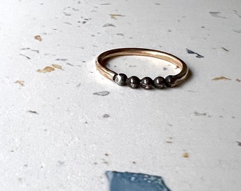 Handmade Ellipsis Band in Gold and Black Silver Simple Geometric Stacking Band in 14k goldfilled and sterling silver wire