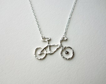 Tiny Sterling Silver Bike Pendant by Rachel Pfeffer