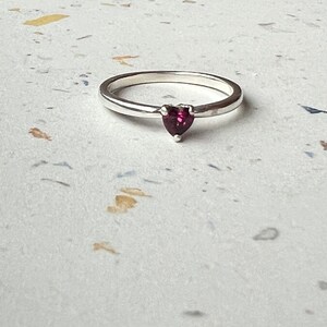 Handmade Idaho Garnet Heart Ring in Sterling Silver Valentines day January Birthstone image 7
