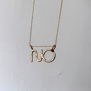 Ugh or NO Necklace Handmade Word Pendant Chain Slider In Brass or Sterling Silver or GF image 4