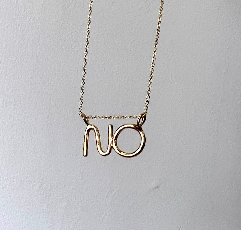 Ugh or NO Necklace Handmade Word Pendant Chain Slider In Brass or Sterling Silver or GF image 4