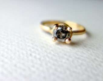 Chunky Prong Salt and Pepper Gray Diamond Handmade from Scratch Engagement Ring