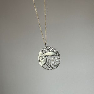 Handmade Vintage sterling Silver Sun and Cloud Pendant image 2