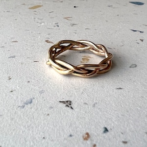 Handmade Gold Braided Band 14k Goldfill Twisted Rope Tangled Ring Handmade One of a Kind image 3