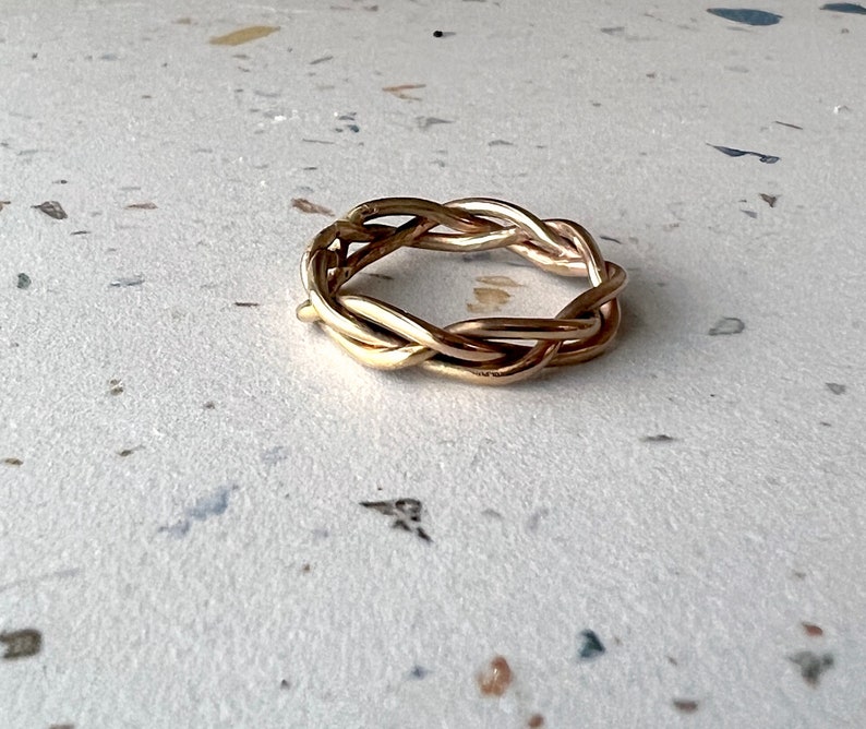 Handmade Gold Braided Band 14k Goldfill Twisted Rope Tangled Ring Handmade One of a Kind image 3