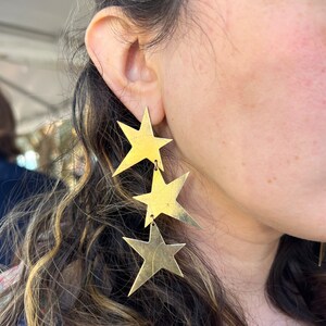 Handmade Big Star Dangle Stud Statement Party Earrings image 2