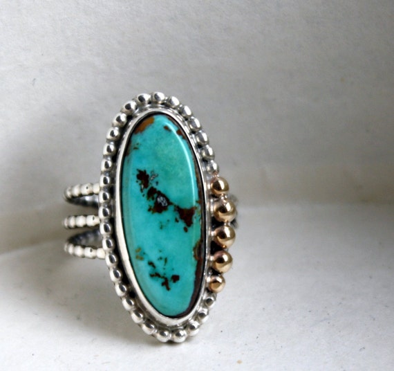 Items similar to Sized To Fit You Statement Turquoise Ring in Sterling
