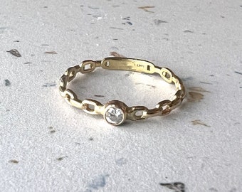 Handmade Diamond Chain Link Band Engagemeng Ring Stacking diamond Band 14k yellow gold
