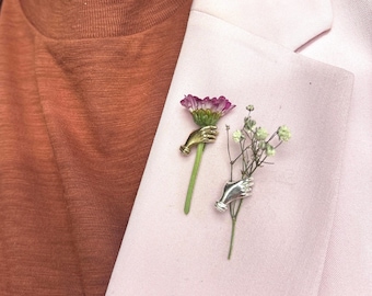 Broche de solapa original hecho a mano – Con flores para el novio Boutonnière Tussy Mussy – Hecho por Rachel en Maryland, EE. UU. Día del Padre