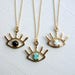 The Beholder - Eye Pendant in Gold with Onyx, Turquoise or Opal 