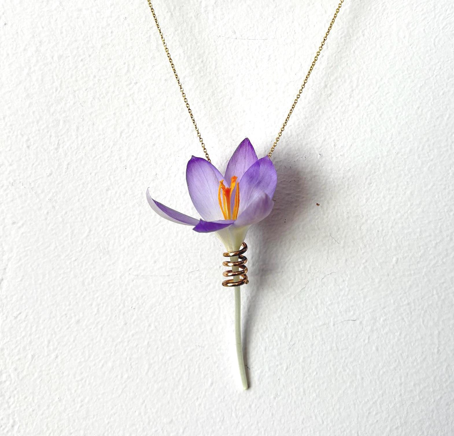Handmade Flower Holder Pendant Necklace, 14k Gold-filled or
