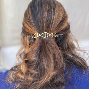 Handmade Brass DNA Hair Clip: Science Gift for Geneticist