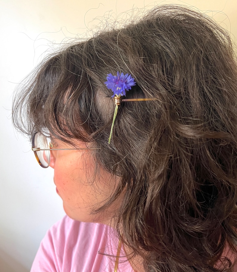 Handmade Flower Holder Bobby Pin Wildflower Hair Pin Flower Holder Bridal Hair image 4