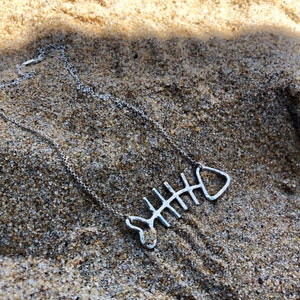 Handmade Fish Sticks Sterling Silver Fish Necklace image 2