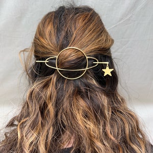 Saturn Hairpin Original Rachel Pfeffer Design handmade hair slide curly hair accessory bun pin hair clip star and outer space