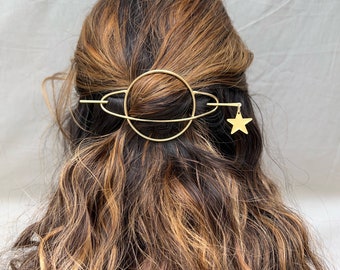 Handmade Saturn Hairpin Original Rachel Pfeffer Design handmade hair slide curly hair accessory bun pin hair clip star and outer space