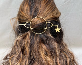 Handmade Saturn Hairpin: Rachel Pfeffer Design, Curly Hair Accessory