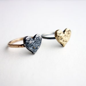 Two Toned Scratch Heart Rings