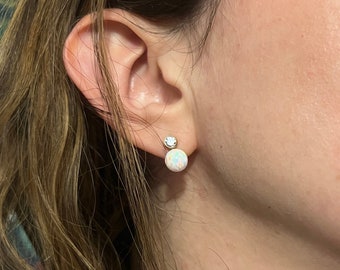 Lavender CZ and Opal Stud Ball Drops