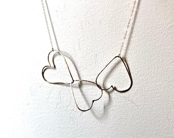 Handmade HANDMADE Three Heart Link Necklace Handmade in 14k Goldfilled Wire