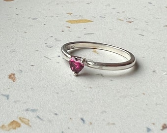 Handmade Idaho Garnet Heart Ring in Sterling Silver Valentine’s day January Birthstone