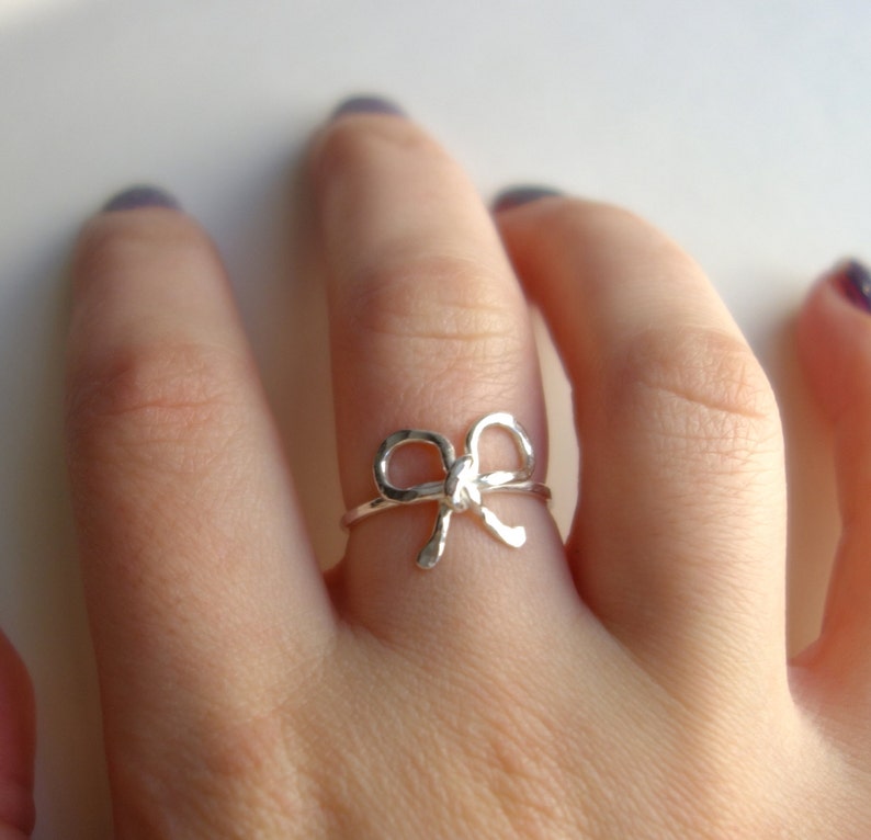 Sterling Silver Bow Ring Promise Ring Knot Ring image 5