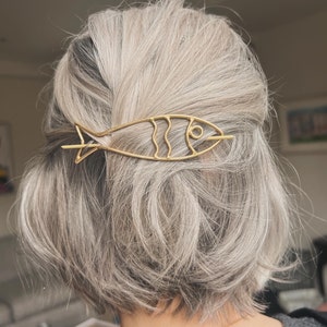 Handgemaakte Sardine Hair Slide Hair Pin Brass Fish Hair Clip afbeelding 2