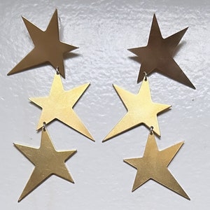 Handmade Big Star Dangle Stud Statement Party Earrings image 3