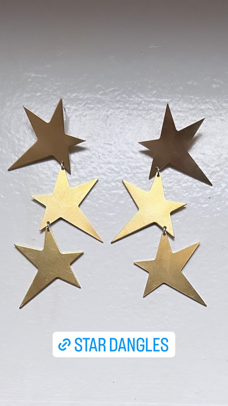 Handmade Big Star Dangle Stud Statement Party Earrings image 3