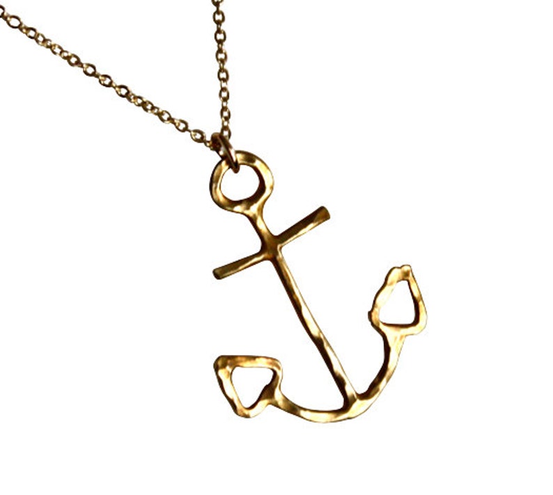 Handmade 14k gold plated Nautical Handmade Anchor Necklace image 2