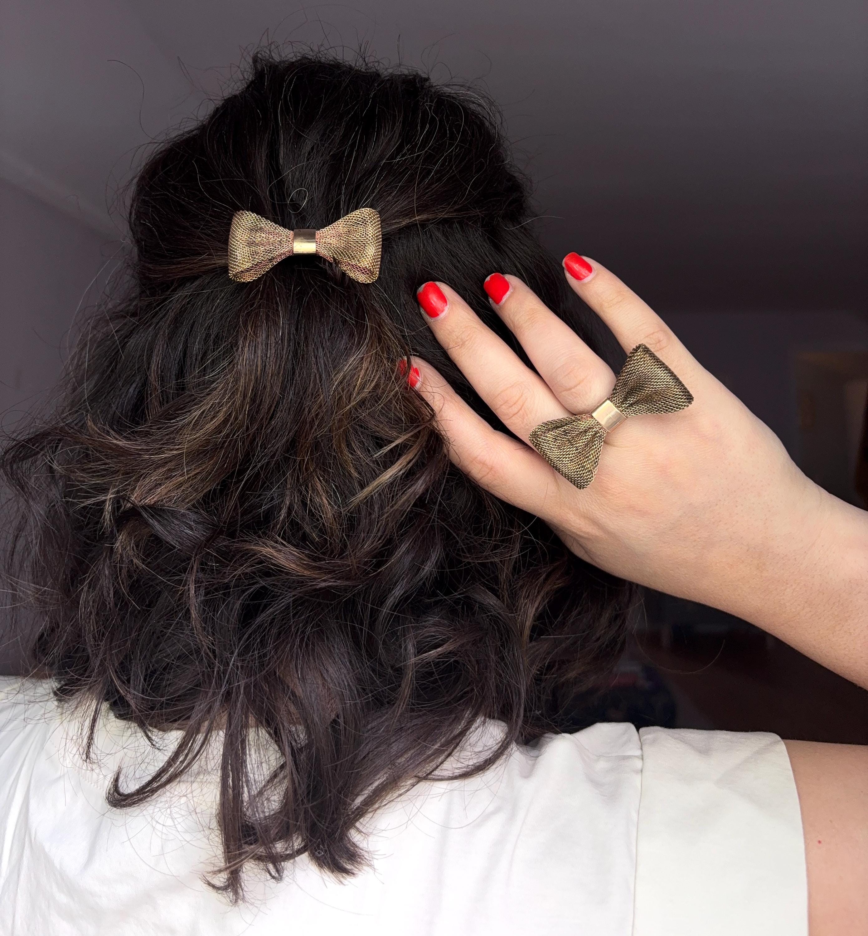 Vintage 1960s Brass Mesh Bow Barrette, Handmade Hair Clip - Etsy