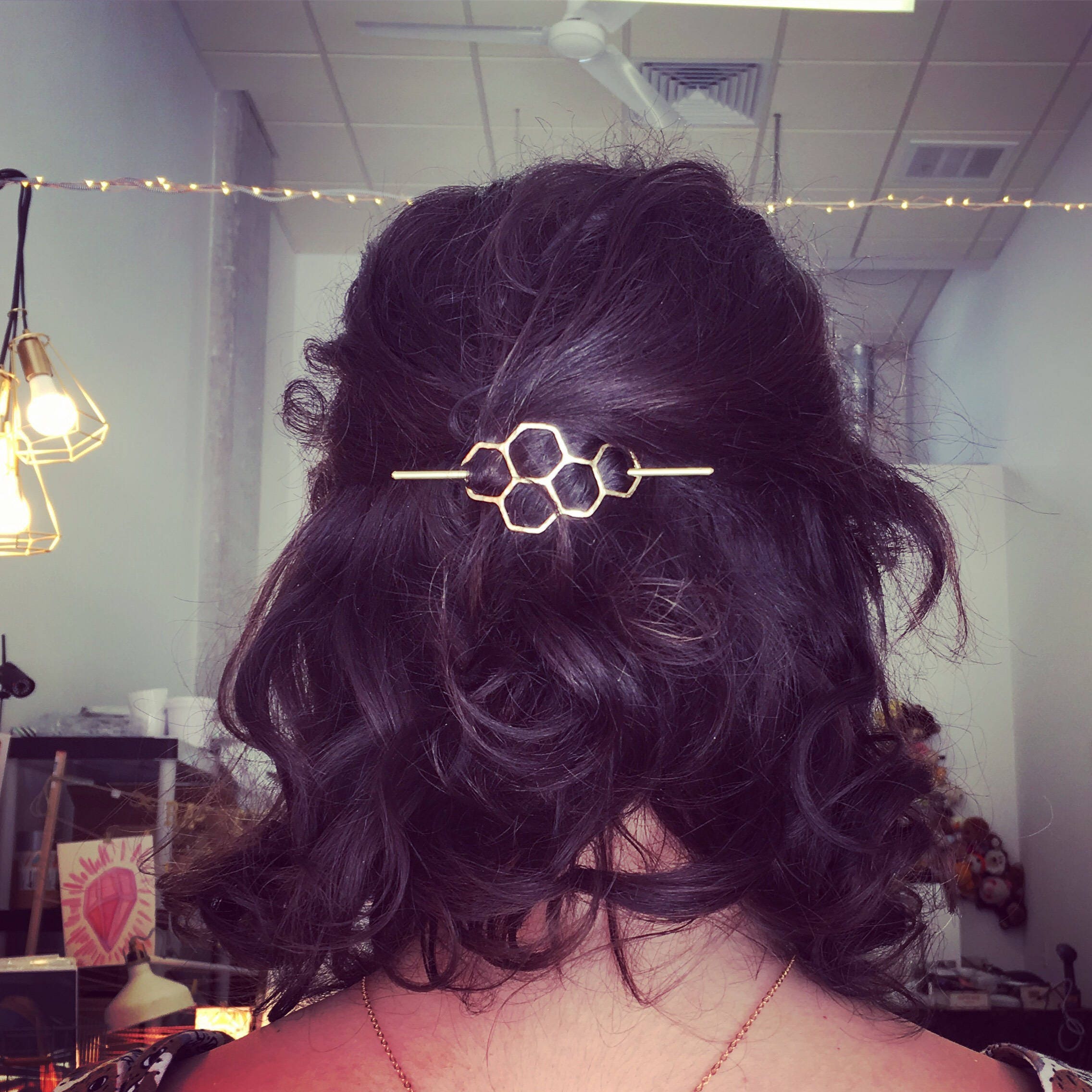 Hair Clip Bun Pin Mini Brass Handmade Hair Bun Slide Etsy