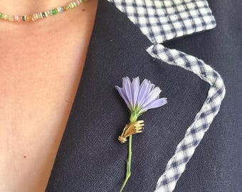The Original Handmade Hand Lapel Pin Brooch – Holding Flowers Boutonnière - Made by Rachel in Maryland USA