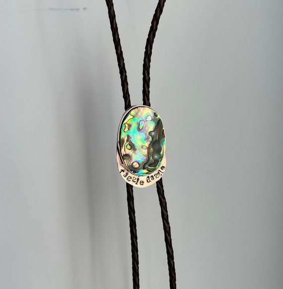 Braided Black Leather Necklace with Handmade Abalone Shell Pendant Braided Black Leather Necklace with Handmade Abalone Shell Pendant