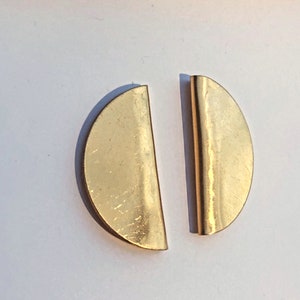 Folded Circle Stud in Brass with Sterling Silver Posts