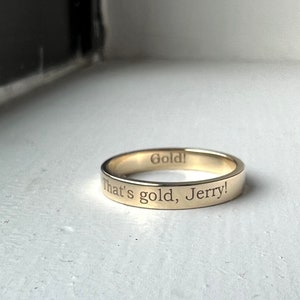 Handmade Gold Jerry Gold Seinfeld Wedding Band Promise Ring 14k Solid Gold 3mm Ring image 2