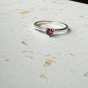 Handmade Idaho Garnet Heart Ring in Sterling Silver Valentines day January Birthstone image 2