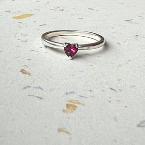 Handmade Idaho Garnet Heart Ring in Sterling Silver Valentines day January Birthstone image 5