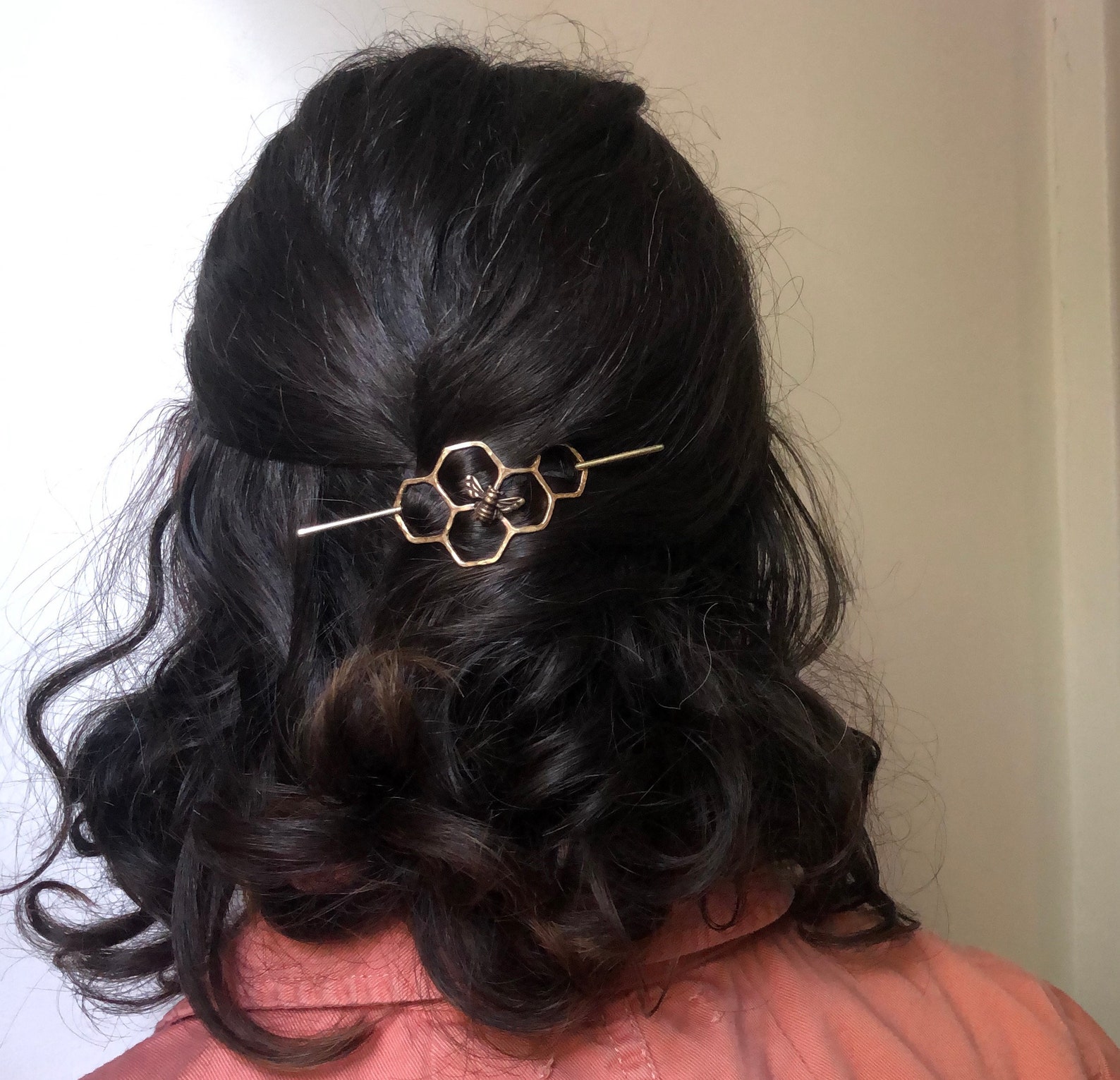 Hair Clip Bun Pin Mini Brass Handmade Hair Bun Slide Etsy