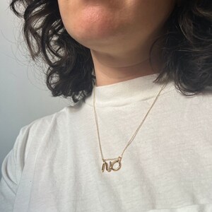 Ugh or NO Necklace Handmade Word Pendant Chain Slider In Brass or Sterling Silver or GF image 3