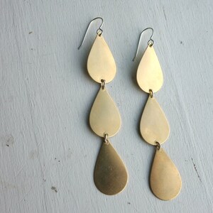 Handmade Brass Tear Drop Dangle Earrings Handmade by Rachel Pfeffer image 3
