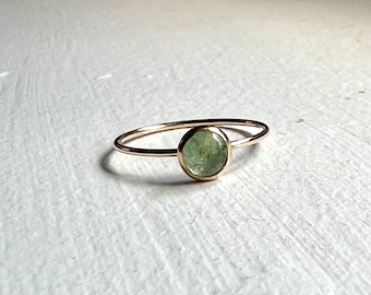 May Birthstone Irregular Vintage Emerald Handmade 14k goldfill stacking rings