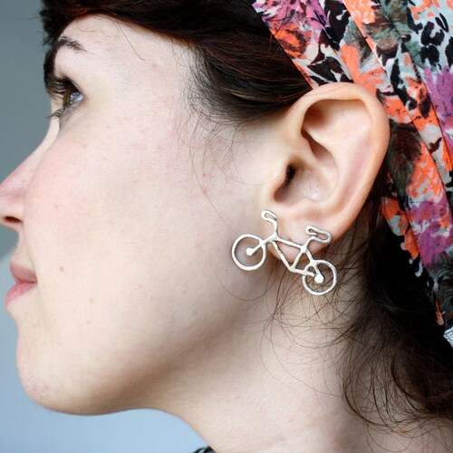 Bicycle Necklace Tandem Bike Pendant Sterling Silver Handmade Etsy