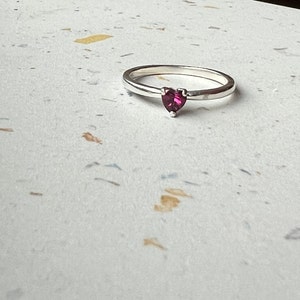 Handmade Idaho Garnet Heart Ring in Sterling Silver Valentines day January Birthstone image 6