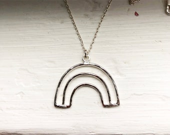 Handmade Minimalist Rainbow Necklace in sterling silver