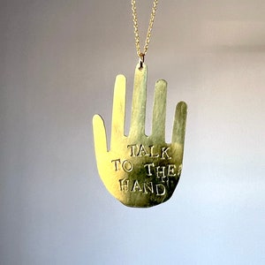Talk to the Hand Brass Hand Pendant Necklace image 2