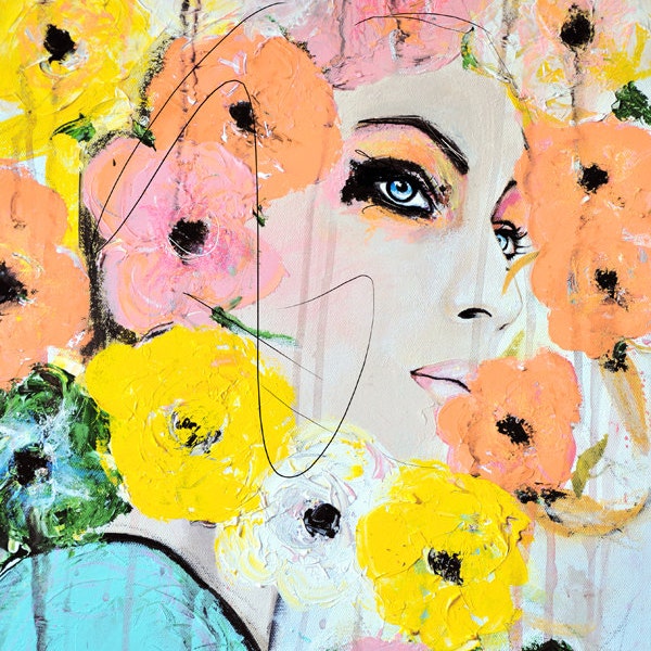 Collide - Fashion, Beauty, Mixed Media Painting Art Print by Leigh Viner