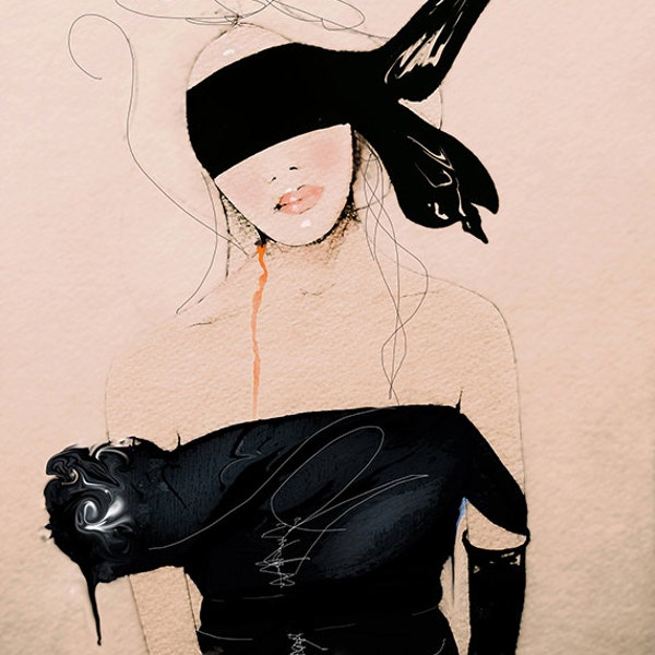 Lanvin2 SS/10 - Fashion Illustration Art Print, Woman, Mix Media Painting by Leigh Viner
